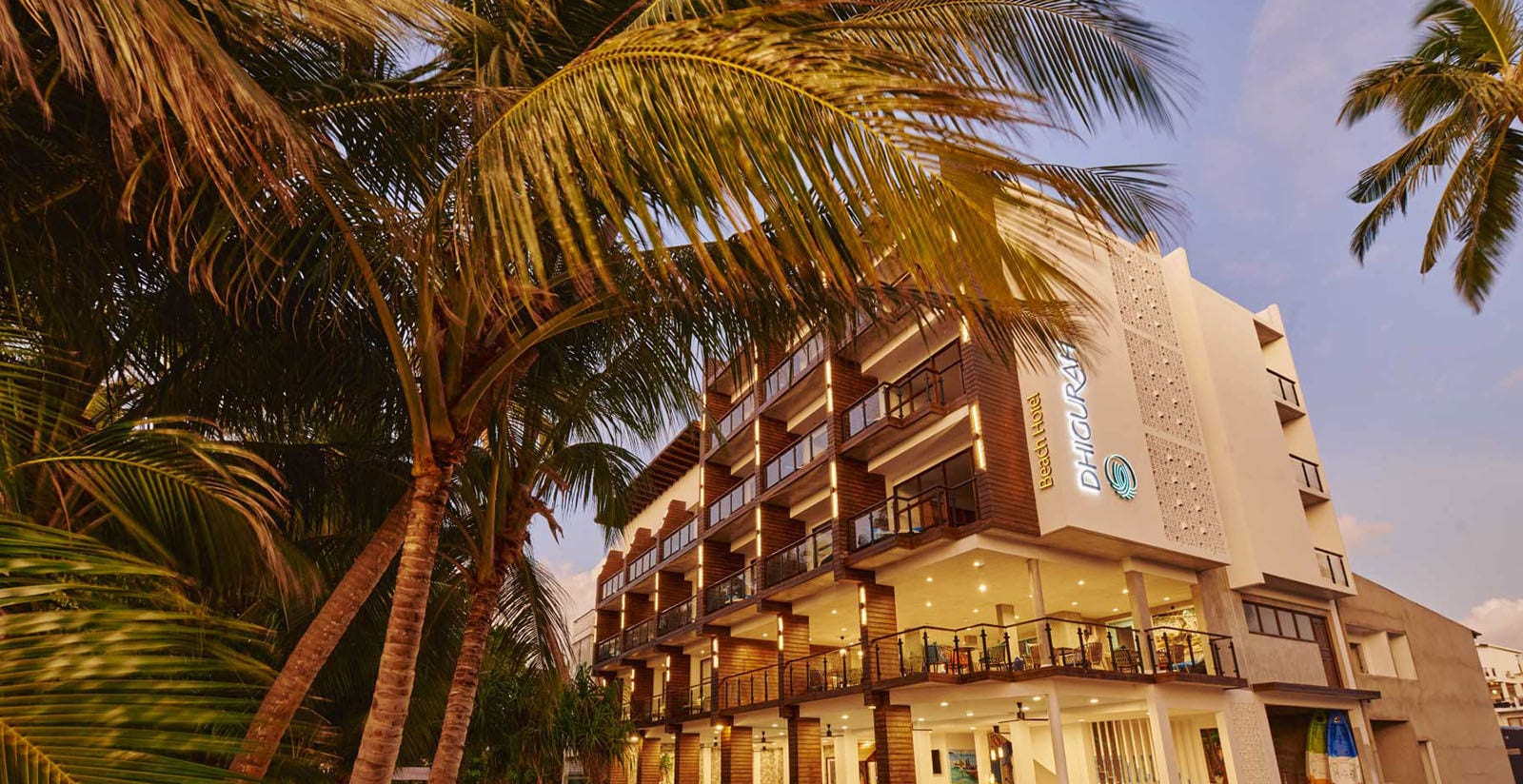 Beach Hotel Dhigurah exterior at the start of the bikini beach